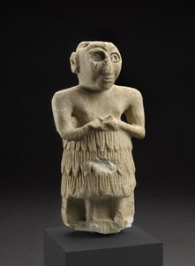 Beeldje van een Sumerische man in een houding van aanbidding, Istabalat, Irak